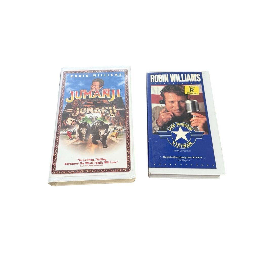 Vintage Good Morning Vietnam & Jumanji Clamshell VHS Lot Robin Williams